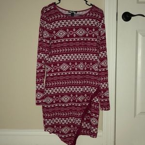 maroon and white dress